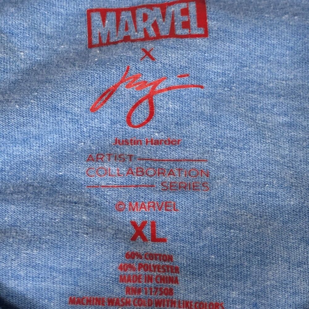 Captain America Marvel X Justin Harder Long Sleeve T-Shirt Boys XL‎ Superhero - Picture 4 of 5